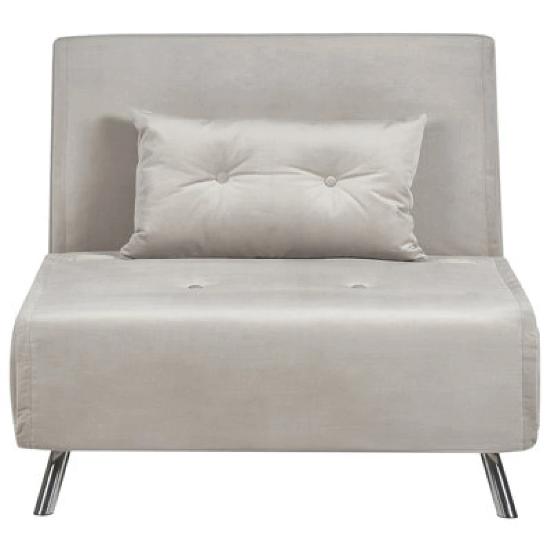 Image of Beliani Single Sofa Bed Farris Velvet Light Grey