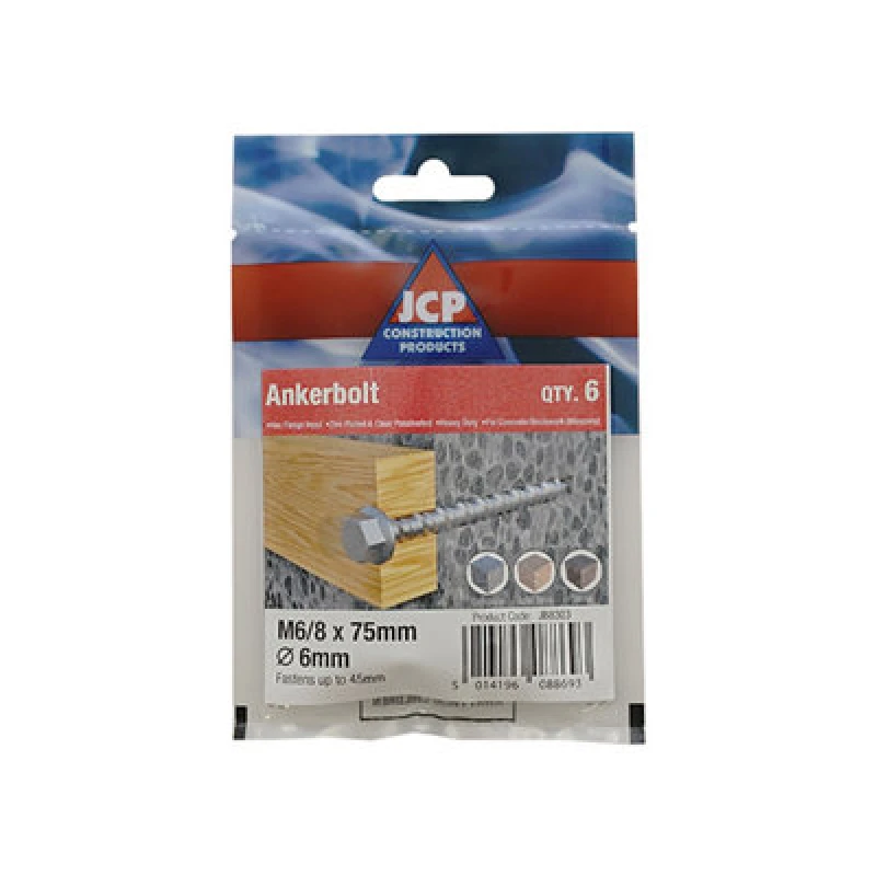 Image of Jcp Fixings Ankerbolts Hexagon Flange Head Bzp - 6/8 X 50mm - Fjjbjab06/08050 -