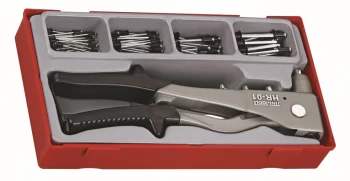 Image of Teng Tools TTHR81 4 Nozzle Rivet Gun + 80 Assorted Rivets Set