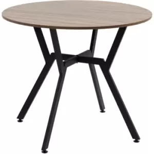 Image of Small Kitchen Table with Black Steel Legs Dining Desk for Living Room - Brown - Homcom