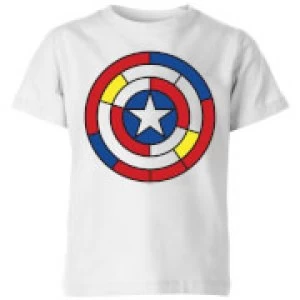 image of Marvel Captain America Stained Glass Shield Kids T-Shirt - White - 11-12 Years