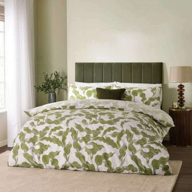 Image of HOEM Hoem Lauro Printed Reversible Duvet Cover Set, Single, Green