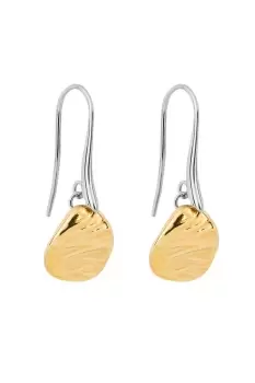 Image of Ripple Effect Drop Disc Earrings with Yellow Gold Plating