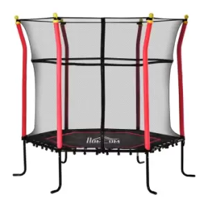 Image of Homcom 5.3ft Kids Trampoline With Enclosure Indoor Outdoor For 3-10 Years Red