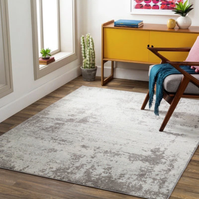 Image of Livabliss Abstract Modern Marble Medium Grey Alex Area Rug 160 X 220 Cm - Easy Care, Non Shedding, Ideal For Living Room & Bedroom