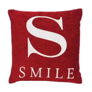 image of "Smile" Red Filled Cushion 45x45cm