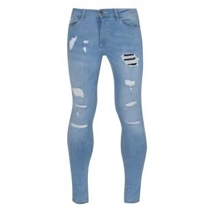 Image of 11 Degrees Ripped Skinny Mens Jeans - Stone