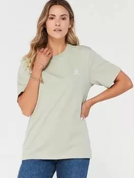 Image of Converse Go-To Embroidered Star Chevron Standard Fit T-Shirt - Green, Size S, Women