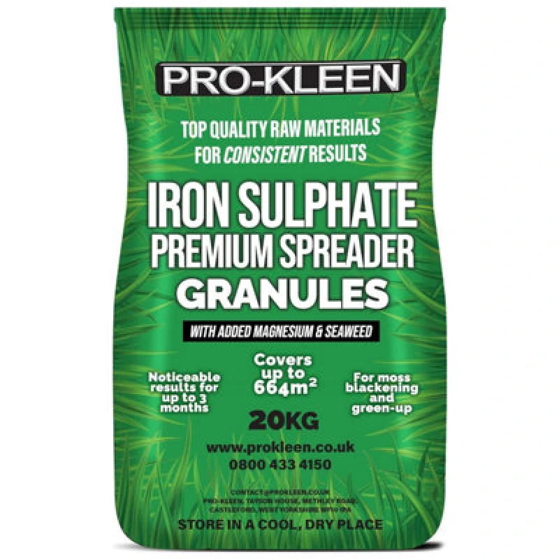 Image of ProKleen Iron Sulphate Premium Spreader Granules Covers up to 664m² 20KG Clear unisex