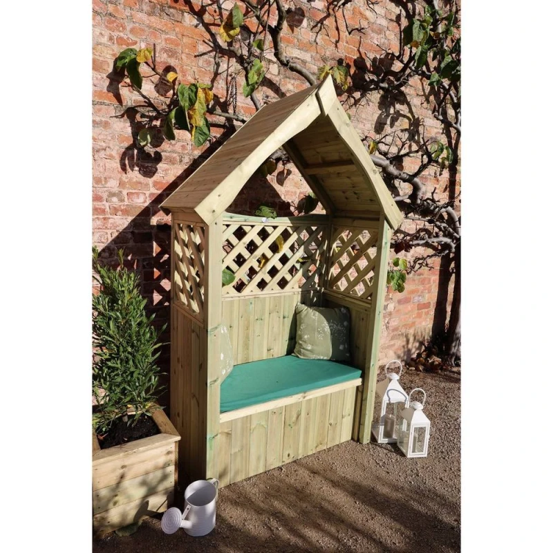 Image of Churnet Valley Garden Furniture Ltd Daisy 2 Seat Trellis Storage Arbour - Set of Cushions Included in Light Tan Light Tan Unisex
