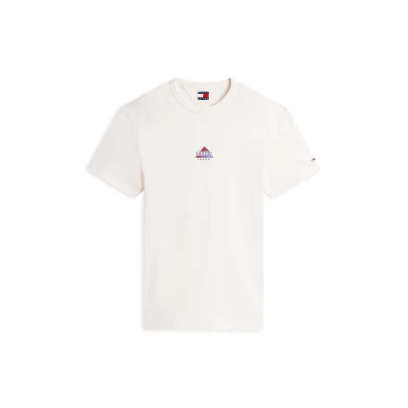 Image of Tommy Jeans Mens Peaks Short Sleeve T-Shirt Ancient White male S