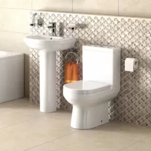Image of Dee Close Coupled Toilet and Full Pedestal Basin Bathroom Suite