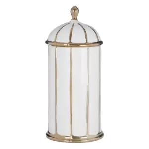 image of 35cm Ceramic Jar in White/Gold Finish