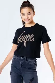 HYPE GLITTER SCRIPT KIDS CROP T-SHIRT