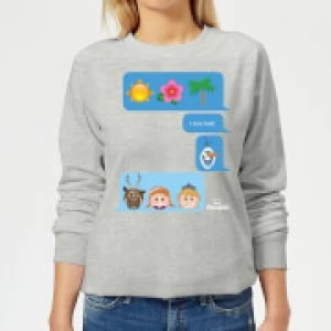 Image of Disney Frozen I Love Heat Emoji Womens Sweatshirt - Grey - XS