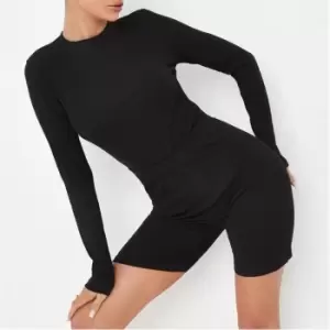 image of Missguided Rib Crew Neck Bodysuit - Black