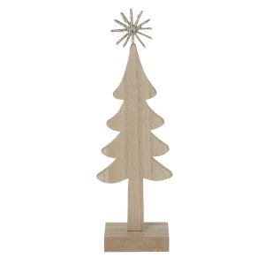Image of Wooden Tree With Gold Star Decoration