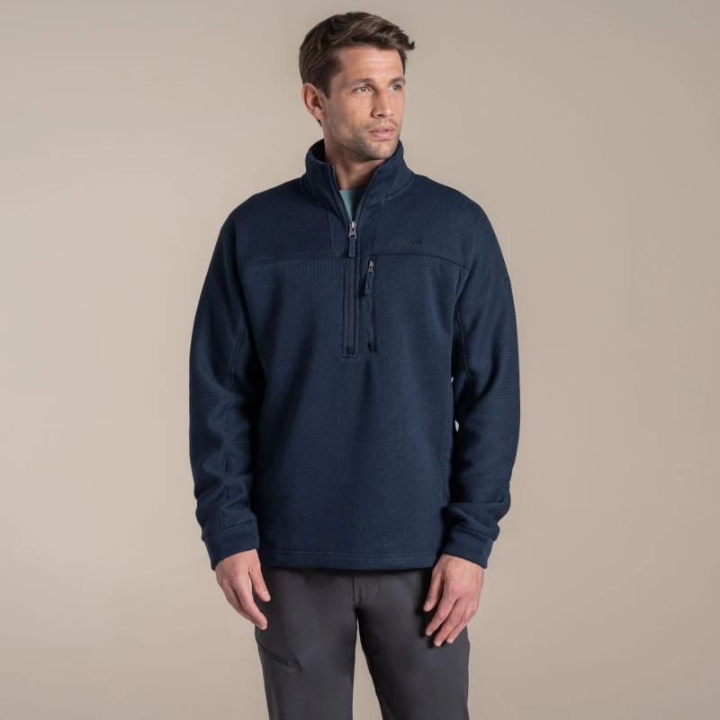 Image of Craghoppers Craghoppers Men Torney Half-Zip Knit-Look Insulating Active Fleece in Black Size: X-Large Black XL Male 5063260131209