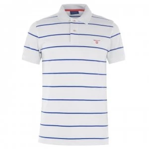 Image of Gant Gant Stripe Short Sleeve Polo Shirt - Eggshell 113