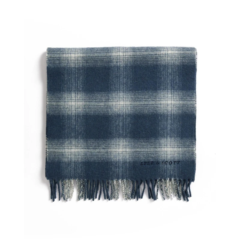 Image of Lyle and Scott Check Lambswool Scarf Black male One Size