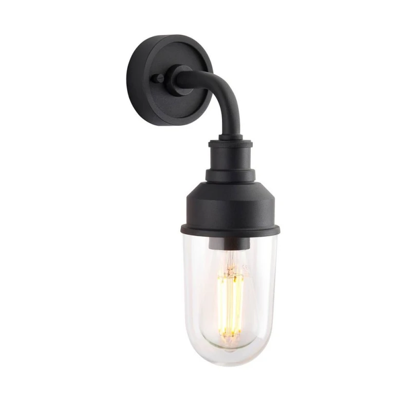 Image of Monza Outdoor Wall Lantern Matt Black, Clear Glass