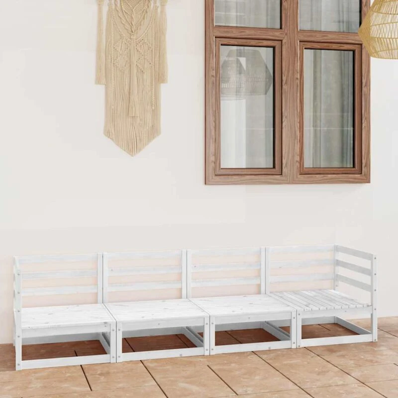 Image of VIDAXL Garden 4-Seater Sofa White Solid Pinewood Vidaxl 8720286464632