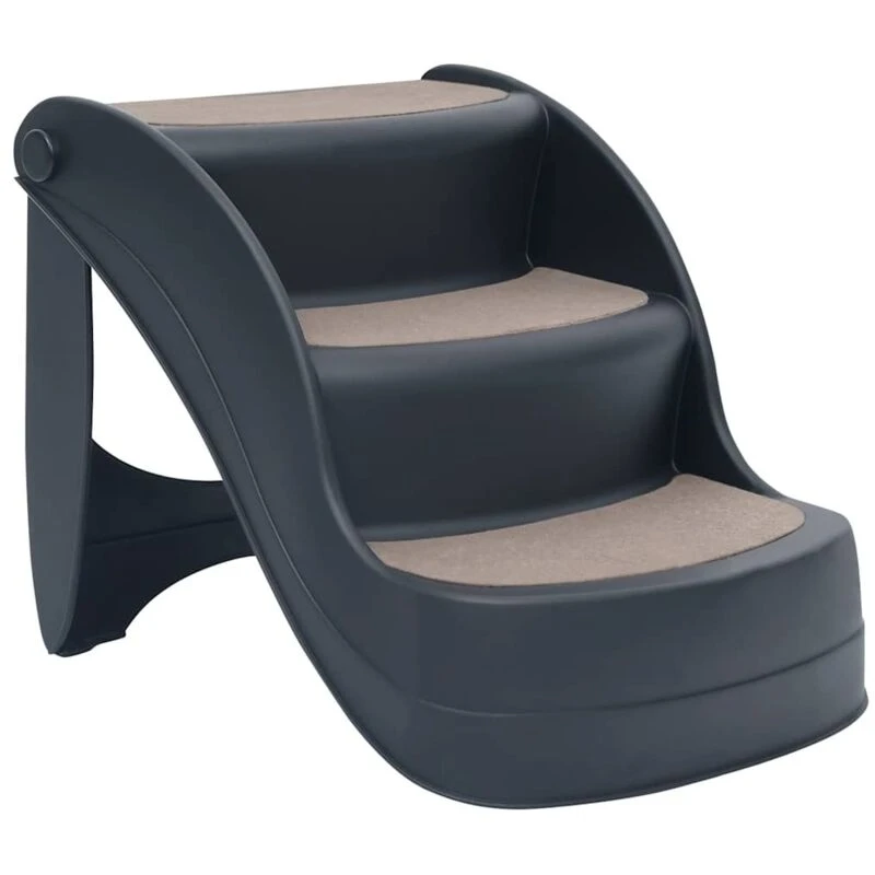 Image of VIDAXL Folding 3-Step Dog Stairs Dark Grey Vidaxl 8720286344651