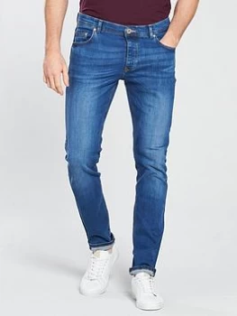 Image of River Island Lebron Stretch Skinny Fit Jeans Mid Blue Size 28 Men