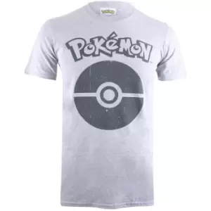 Image of Pokemon Mens Pokeball Symbol T-Shirt - Grey Marl - M