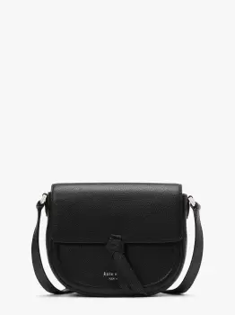 image of Kate Spade Knott Pebbled Leather Medium Saddle Bag, Black, One Size