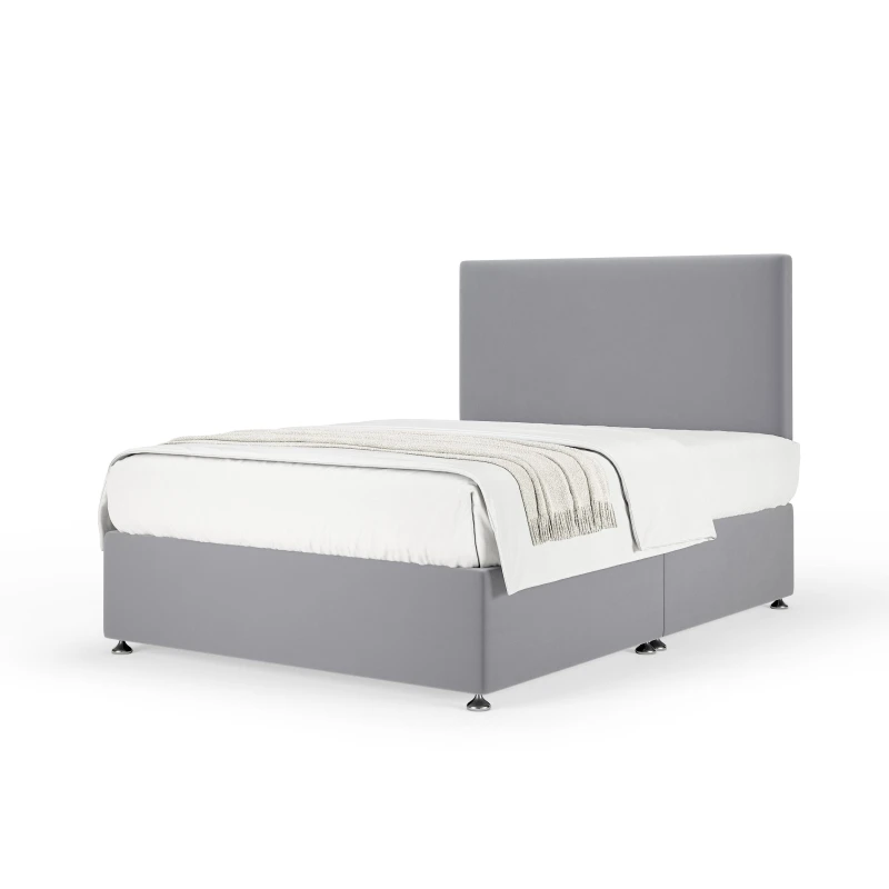 Image of Bedmaster Bedmaster Plush Velvet Divan Base And Plain Headboard in Silver Size: Single Silver Single Unisex 7867871399342