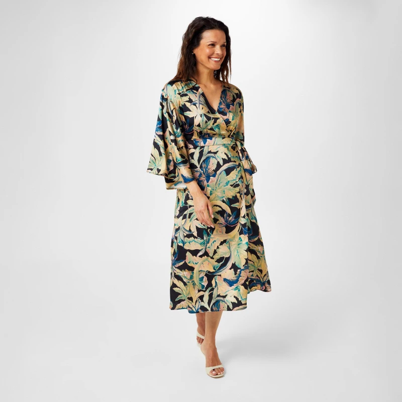 Image of Biba Biba Kimono Sleeve Wrap Dress - Multi Multi 8