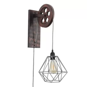 image of Anderton Pulley Wall Light with Grey Diablo Shade