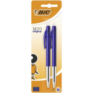 image of BIC M10 Clic Retractable Ballpoint Pen - Blue (2 Pack)