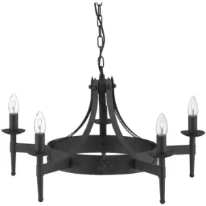 image of Searchlight Cartwheel - 5 Light Multi Arm Ceiling Pendant Black, E14