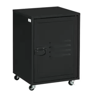 image of Homcom Rolling Storage Cabinet Mobile File Cabinet With Adjustable Shelf Black