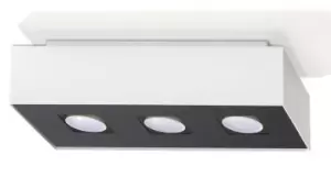 Image of Mono 3 Light Flush Ceiling Light White & Black, GU10