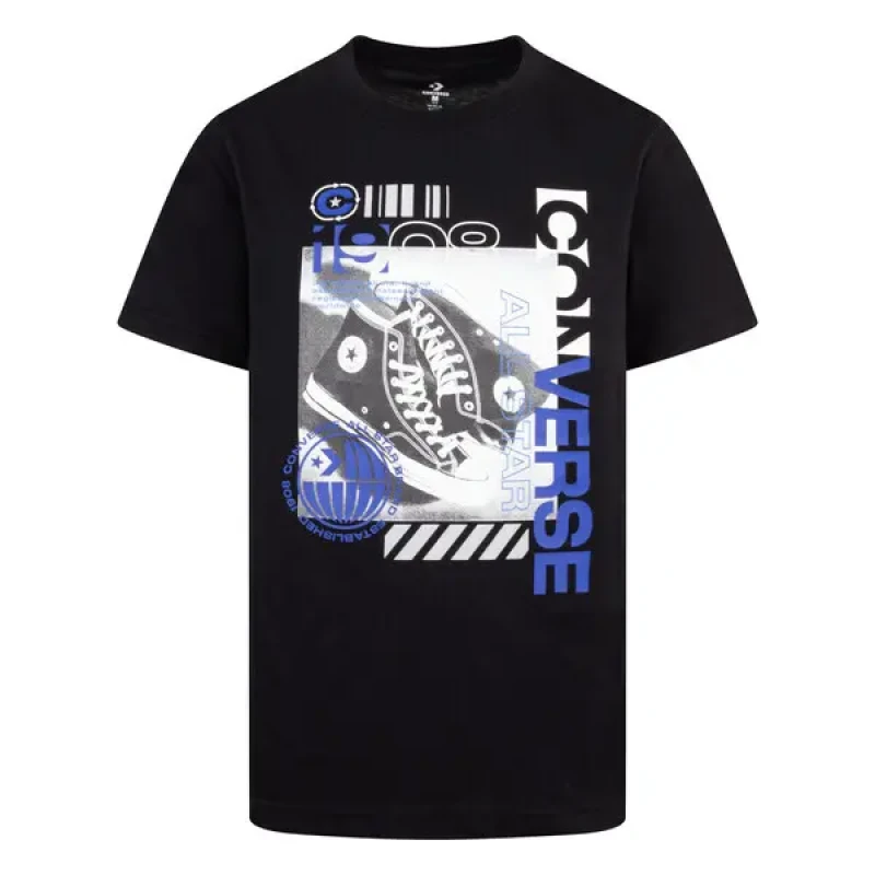 Image of Converse Kid's T-Shirt Converse Photo Sneaker Noir Unisex 8/10 ans