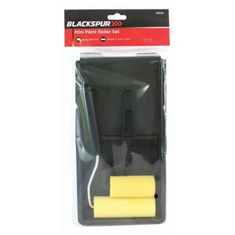 Image of Blackspur 4pc Mini Paint Roller & Tray Set - 3"/4" - Black Black