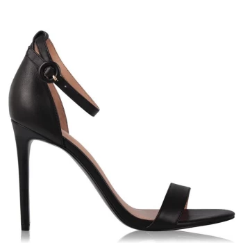 image of Linea Strap High Heeled Sandals - Black Leather