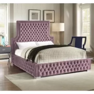 Image of Yanis Bed Small Double Plush Velvet Pink