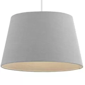 Image of 16" Inch Round Tapered Drum Lamp Shade Grey Linen Fabric Cover Simple Elegant