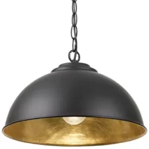 image of Industrial Ceiling Pendant Light BLACK & GOLD Shade Hanging Lamp Holder Fitting