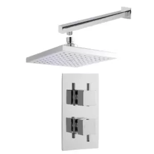 image of Nuie Concealed Square Thermostatic Twin Valve & Head Chrome