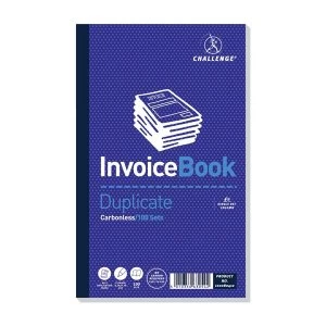 Image of Challenge Taped Duplicate Book Carbonless Invoice Single VAT 100 Sets 210x130mm Pack of 5