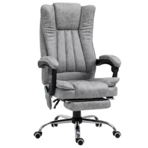 Image of Vinsetto 6-point Vibrating Heat Massage Chair Micro Fiber Upholstery w/ Manual Footrest Padding High Back Remote Wheels Swivel Chair Reclining Grey