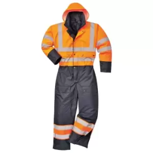 image of Oxford Weave 300D Class 3 Hi Vis Contrast Overall Orange / Navy 2XL