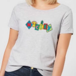 Image of Disney Mickey Fruit Blocks Womens T-Shirt - Grey - 3XL