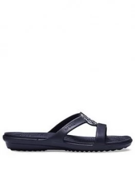 Image of Crocs Sanrah Hammered Metallic Sandal Black Size 3 Women