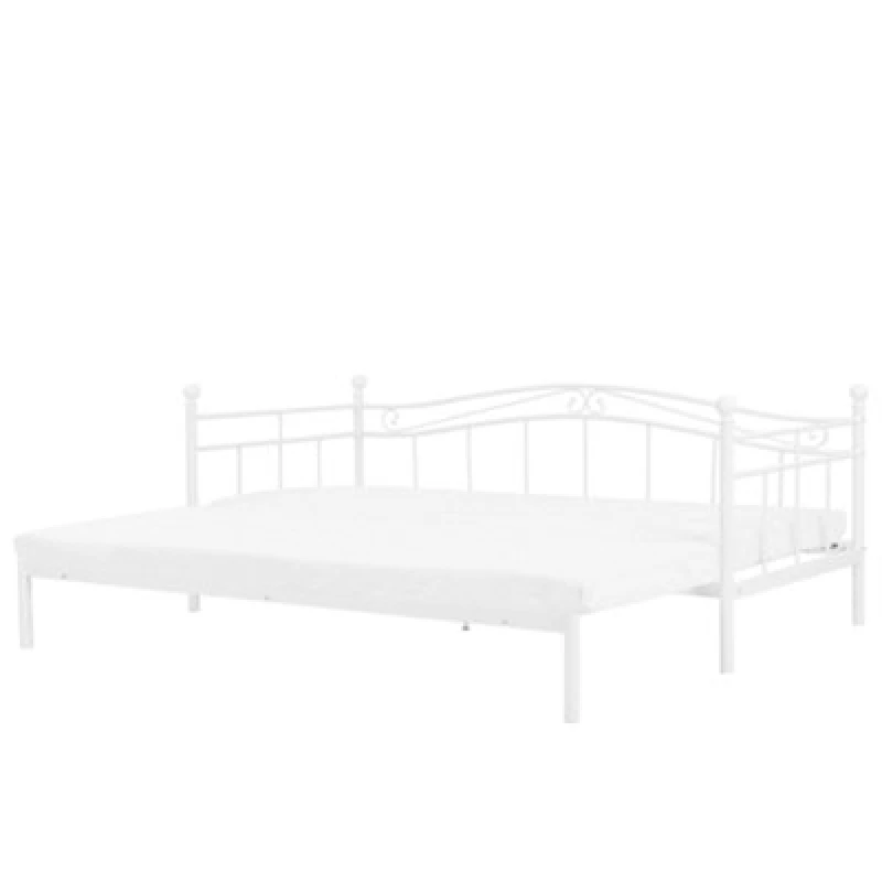 Image of Beliani Trundle Bed Metal Tulle 80 X 200 Cm (Eu Small Single) White